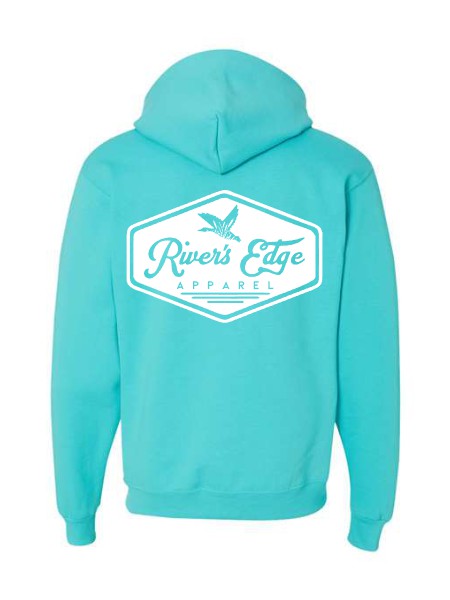 River's Edge Apparel Logo Hoodie - Aqua (White)