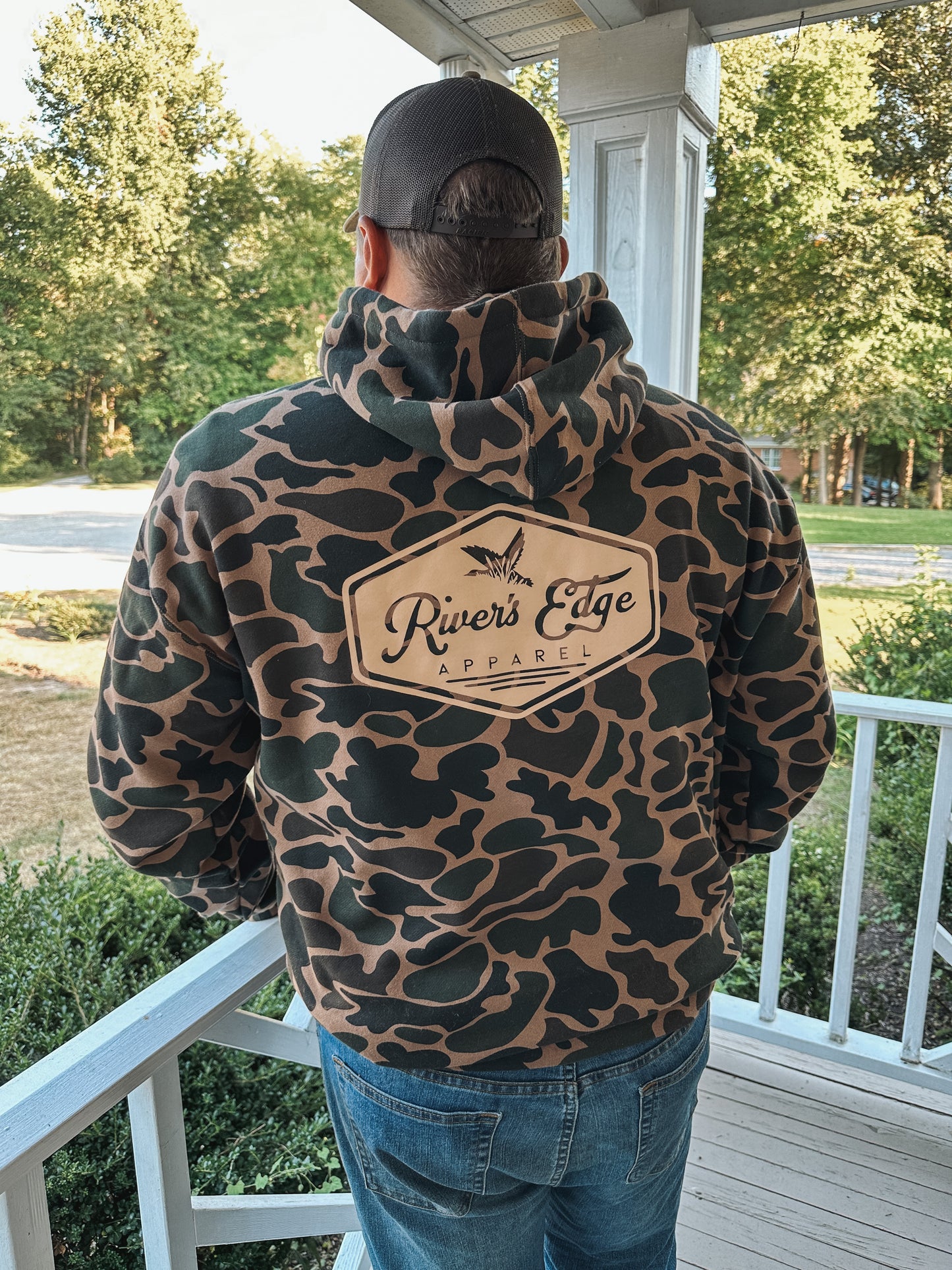 River’s Edge Apparel Logo Hoodie - Old School Camo (Tan)