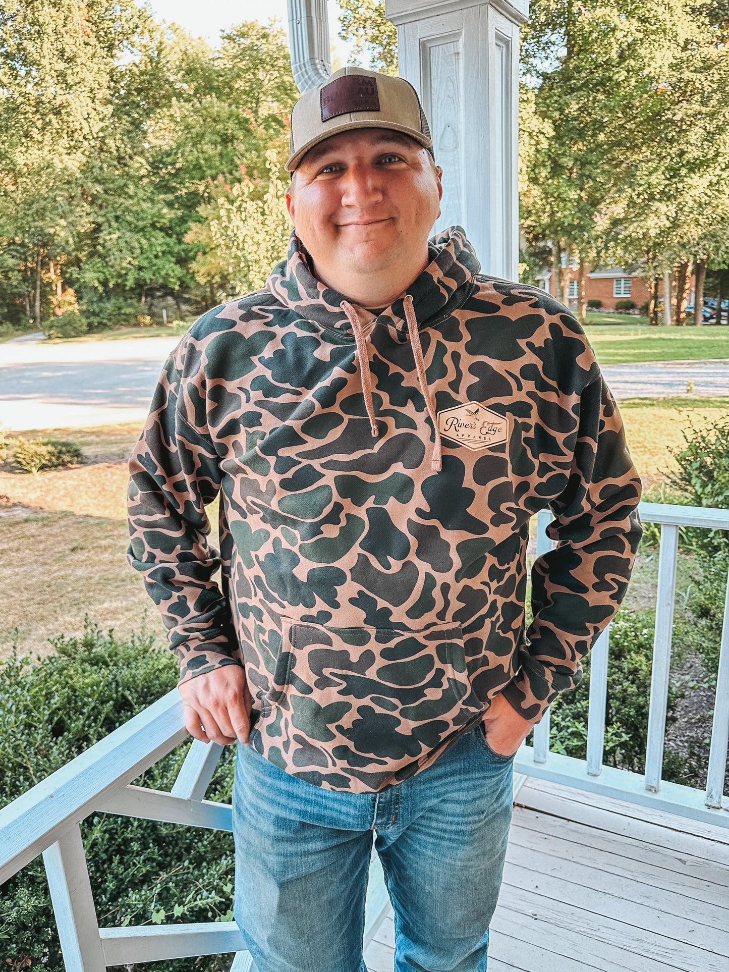 River’s Edge Apparel Logo Hoodie - Old School Camo (Tan)