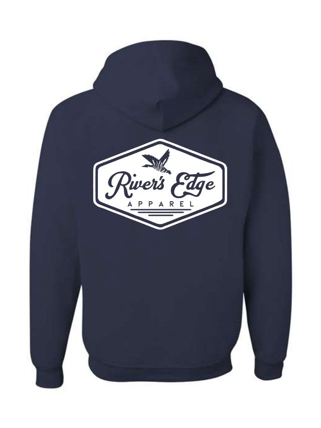 River's Edge Apparel Logo Hoodie - Navy (White)