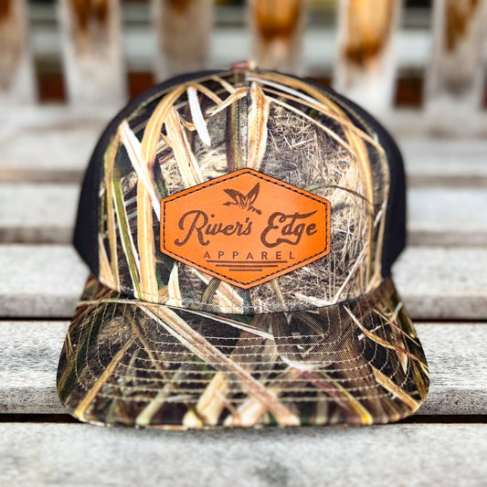Rivers Edge Apparel Leather Patch Trucker Hat - Max 4