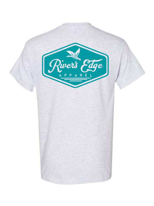 River's Edge Apparel Logo Tee - Ash Gray (Teal)