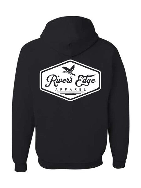River's Edge Apparel Logo Hoodie - Black (White)