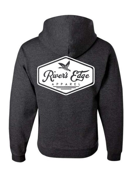 River's Edge Apparel Logo Hoodie - Charcoal (White)