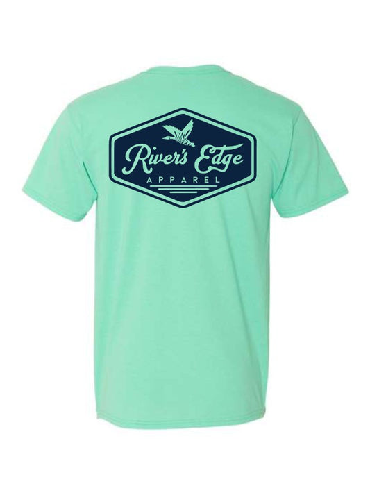 River's Edge Apparel Logo Tee - Cool Mint (Navy)