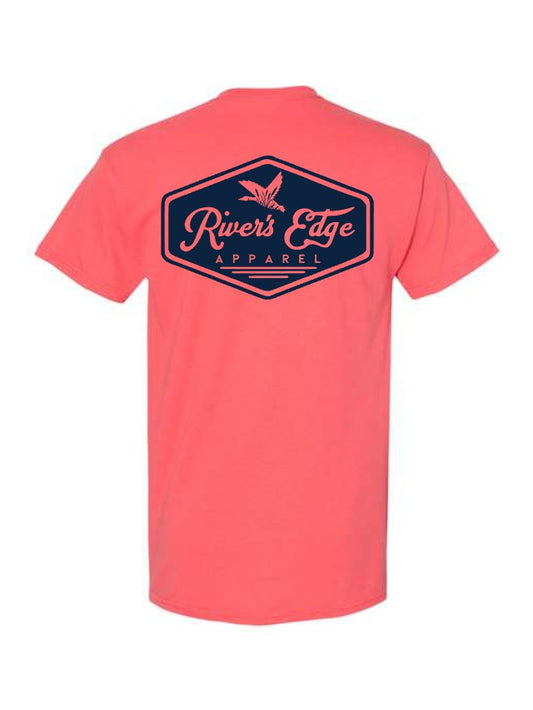 River's Edge Apparel Logo Tee - Coral (Navy)