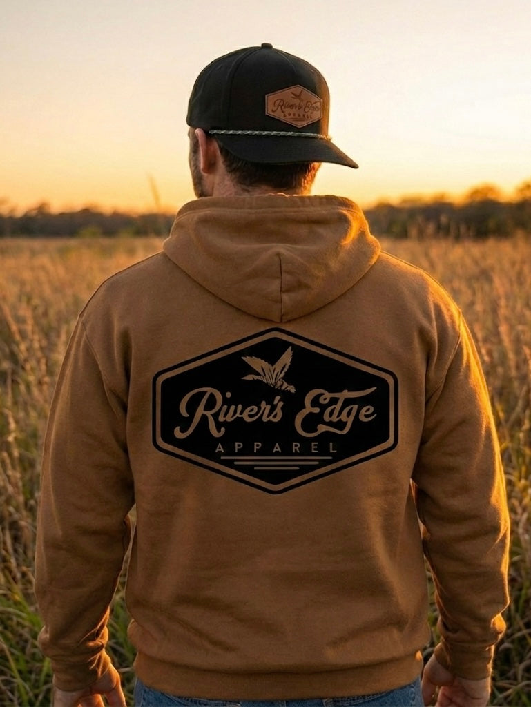 River's Edge Apparel Logo Hoodie - Duck Brown (Black)