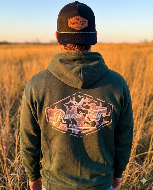 River's Edge Apparel Logo Hoodie - Forest Green (Earthy Old School)