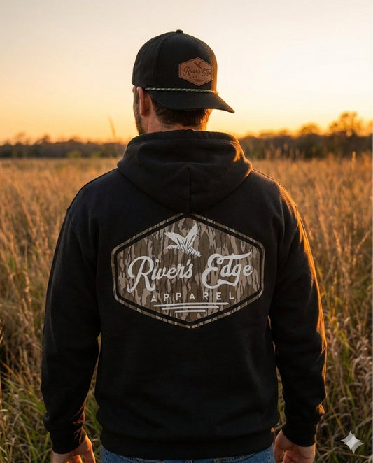 River's Edge Apparel Logo Hoodie - Black (Bottomland)