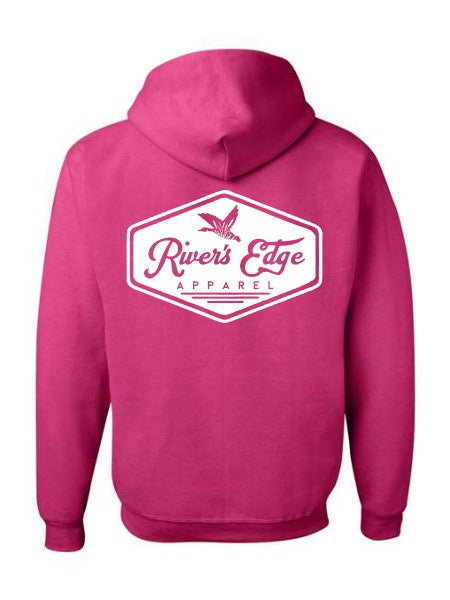 River's Edge Apparel Logo Hoodie - Pink (White)